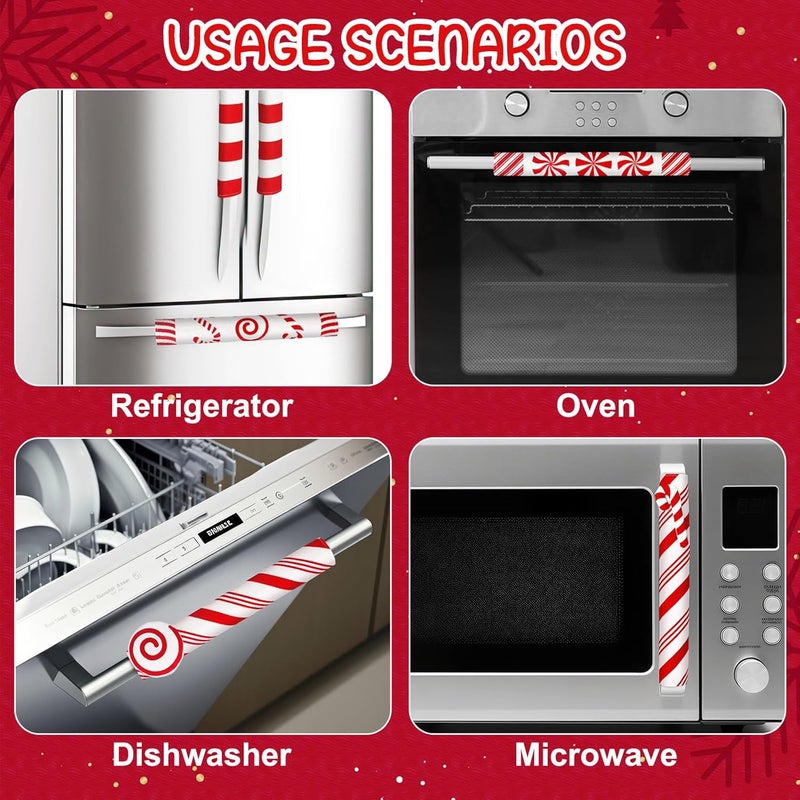 LemonRoad 7pcs 3D Christmas Candy Cane Refrigerator Handle Covers Kitchen Decorations Merry Christmas Cabinet Knob Microwave Oven Dishwasher Door Handle Covers Xmas Holiday Decor - Image 4